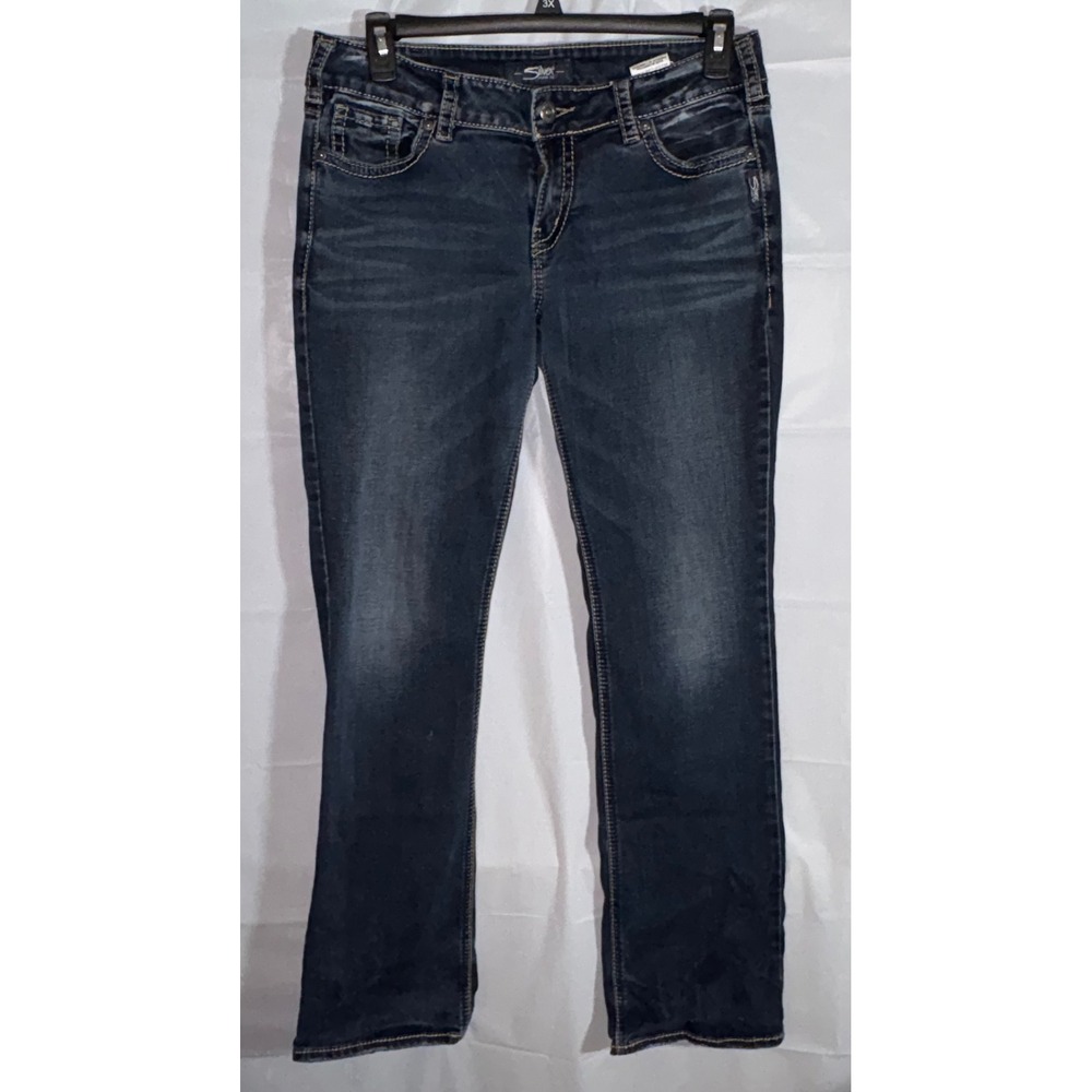 Silver Jeans Co Suki Mid Slim Bootcut Jeans W31 L33 Dark Wash Blue Denim Curvy